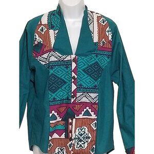 Vintage Western Aztec Button Up Shirt Womens Small Rodeo Southwest